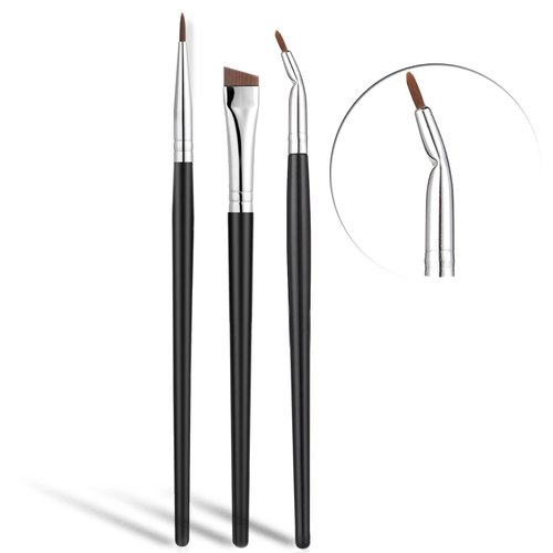 Eyeliner Brushes Set,JASSINS Fine Angled Eyeliner Brushes,Precision Gel Eye Liner Ultra Fine Bent Makeup Brush For Newbies and salon（3PCS）