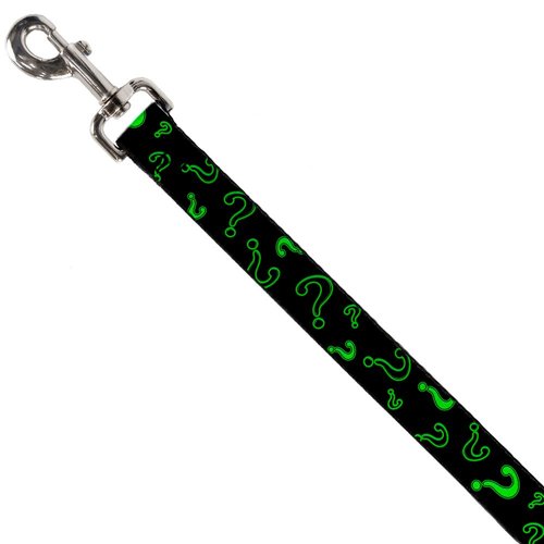 Dog Leash Question Mark Scattere2 Black Neon Green 4 Feet Long 1.5 Inch Wide