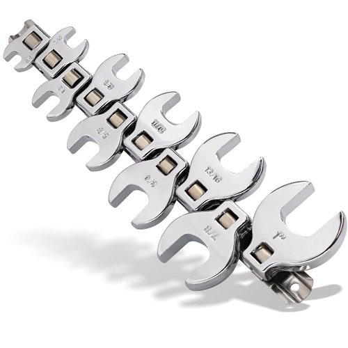 Crows Foot Wrench Set (SAE/Inch) Easily Access Hard-To-Reach Areas, Ideal for Tight Spaces, Great for Automotive Repair Work, Includes Sizes: From 3/8" to 1 Inch, 10-Piece Kit With Clip-on Organizer