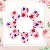 24Pcs 4th of July Press on Nails Short Square Fake Nails with American Flag Patriotic Five-Pointed Star Design Glue on Nails Red White Blue Cute Acrylic Nails Independence Day False Nails for Women