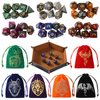 Grajar DND Dice Set, 42 Pcs polyhedral dice Set with 6 Colorful Animal Pattern Dice Bag and PU Leather and Velvet dice Tray for Dungeons and Dragons D&D RPG MTG Table Games Starry Sky