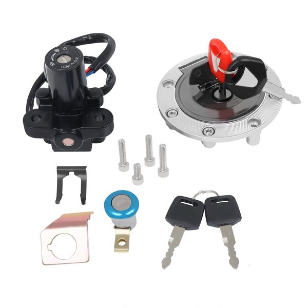 Ignition Switch Fuel Gas Cap Seat Lock Key Set Replacement for Yamaha FJR1300 2001-2005, YZF R1 R6 1992-2004 2007-2013, YZF R6S 2004 2006-2009, FZ6 FZ6S FZ6N 2004-2010