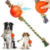 Harhana Dog Rope Toys with Squeaky Ball, Tug of War Dog Toy Ball on Rope, Durable Rubber, Fetch Dog Toys, Interactive Dog Toys for Boredom, Rope Dog Toys for Small, Medium Dogs to Keep Them Busy