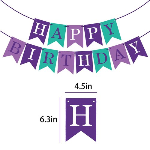 GLASNES Purple Happy Birthday Banner Mermaid Birthday Party Decorations for Baby Shower Party Supplies Kids Girl Woman Birthday Tea Party Decorations