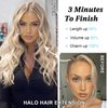 SilkStrands Invisible Wire Hair Extensions 24 Inch Secret Halo Hair Extensions with Adjustable 4 Clips Soft Transparent Lace Ash Blonde Halo Hair Extensions Natural Long Wavy Hair Extensions for Women