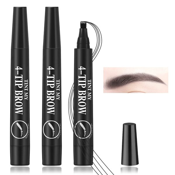 3 Pcs Eyebrow Pencil,Microblading Eyebrow Tattoo Pen,Eye Brow Pen Pencil Makeup,Eyebrow Pen with a Micro-Fork Tip Applicator,Brow Pencil Long Lasting Waterproof and Smudge-proof Makeup(Black)