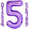 Purple Number 5 Balloons, 40 Inch Giant Number Balloons Foil Mylar Helium Purple Number 5 Balloons for 5th Birthday Party Supplies Anniversary Event Celebration Decorations