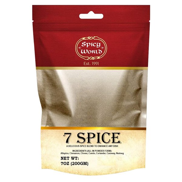 Spicy World Seven Spice Blend 7oz Bag - All Natural, No Additives or Preservatives (7 Premium Quality Mediterranean Spices Blend)