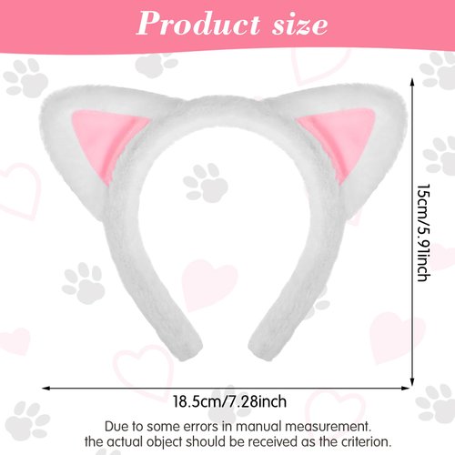 Mabor Cat Ears Headbands, Plush Cute Cat Ears Headband Washing Face Headbands, Cat Ear Headband, Cat Ears Hair Headbands, Makeup Headbands Soft Cute for Makeup, Shower, Teen Girls & Women (White)