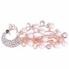 Womens Barrettes Women Girls Fashion Crystal Simulated Pearl Peacock Barrettes Hairpins Elegant Animal Hair Clips Gold-color