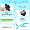 7 Pieces Hair Braiding Tools Magnetic Pin Wristband and 2 Pieces Stainless Steel Pintail Rat Tail Comb with 4 Pieces Wide Teeth Alligator Sectioning Hair Clip for Hair Braid Tool(Vivid Colors)