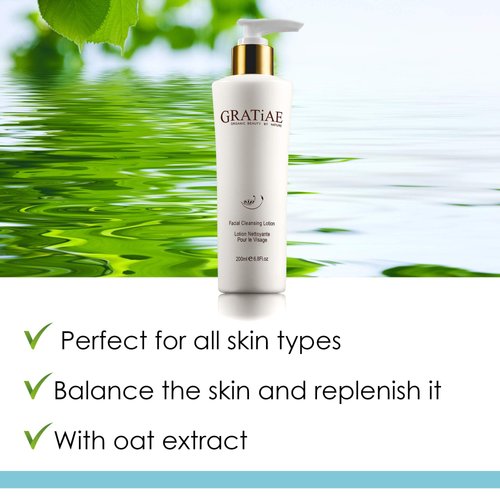 Gratiae Organic facial cleansing lotion, face cleanser, cleansing milk face wash, ultra-hydrating, gentle face cleanser & make-up remover moisturizing hydrating gentle, non-drying deep clean 6.8fl oz