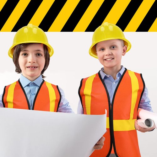 Sumind 48 Packs Party Construction Hats Kids Worker Soft Plastic Hat Age for 3 4 5 6 7 8 Kids Dress up Birthday Supplies(Yellow)