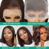 SEXAY Brown Front Bob Wig Human Hair 13x4 HD Lace Front Wig 100% Unprocessed Brazilian Virgin Human Hair #4 Bob Wigs Pre Plucked Natural Hairline with Baby Hair Brown Color Bob for Women(8")
