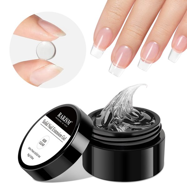 RARJSM Solid Builder Gel,Clear Solid Building Gel Nail Extension Gel Extensional Gel Carving Gel Non-sticky Hand for Nail Strengthen 3D Sculpture Gel for Nail Art Design for Home Salon UV Cured 15g
