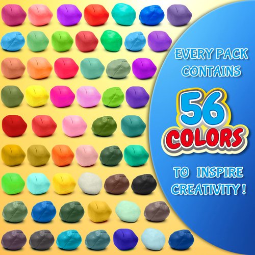 Air Dry Clay 56 Colors, Modeling Clay for Kids, DIY Molding Magic Clay for with Tools, Soft & Ultra Light, Toys Gifts for Age 3 4 5 6 7 8+ Years Old Boys Girls Kids