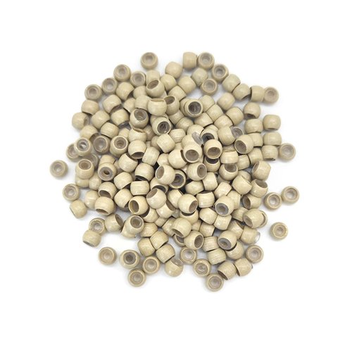 Medsuo 200pcs Silicone Lined Nano Rings Beads Links for Nano Tip Hair Extensions Nano Beads 3.0mm(OD) 1.0mm(ID) 2.0mm(L) 5 Color Optional - Blonde