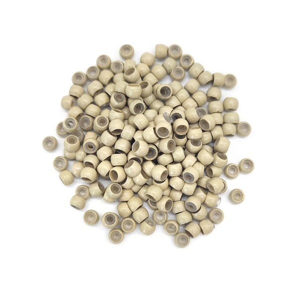 Medsuo 200pcs Silicone Lined Nano Rings Beads Links for Nano Tip Hair Extensions Nano Beads 3.0mm(OD) 1.0mm(ID) 2.0mm(L) 5 Color Optional - Blonde