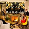 Happy New Year Decorations Backdrop, Black Gold New Years Eve Banner 2025 for New Years Eve Party Supplies 2025 New Years Decorations 71x43 Inch