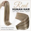 Full Shine Clip in Hair Extensions Ash Brown Highlights Platinum Blonde 14 Inch Full Head Clip in Hair Extensions 8Pcs/120G Pu Weft Real Human Hair Clip in Extensions Seamless Human Hair