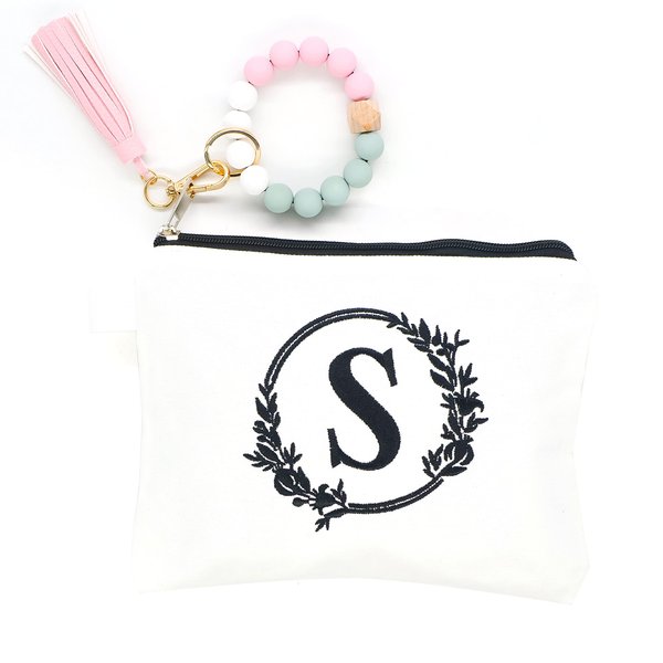 onstary Embroidered letter combination cosmetic bag，Personalized Present Bag, Suitable for Wedding, Birthday, Holiday, is a Great Gift for Women, Mom, Teachers, Friends, Bridesmaids (S)