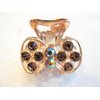 Jeweled antique gold bow shaped hair claw clip with crystals (Primary color: Blue (only 1 left))