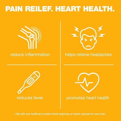 GenCare - Low Dose Aspirin 81mg for Adults Coated (NSAID) 500 Tablets | Adult Low Dose | Enteric Coated Aspirin Pills | Muscle Pain & Menstrual Pain Relief | Fever Reducer | Generic Bayer