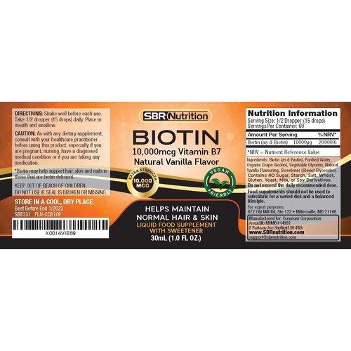 MAX Absorption Biotin Liquid Drops, 10000mcg of Biotin Per Serving, 60 Serving, No Artificial Preservatives, Vegan Friendly, Supports Healthy Hair Growth, Strong Nails and Glowing Skin, Made in USA
