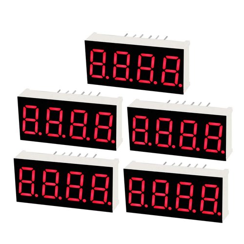uxcell Common Cathode 12 Pin 4 Bit 7 Segment Display 1.18 x 0.55 x 0.28 Inch 0.35" Red LED Display Digital Tube 5pcs