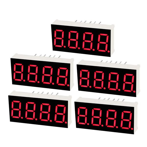 uxcell Common Cathode 12 Pin 4 Bit 7 Segment Display 1.18 x 0.55 x 0.28 Inch 0.35" Red LED Display Digital Tube 5pcs