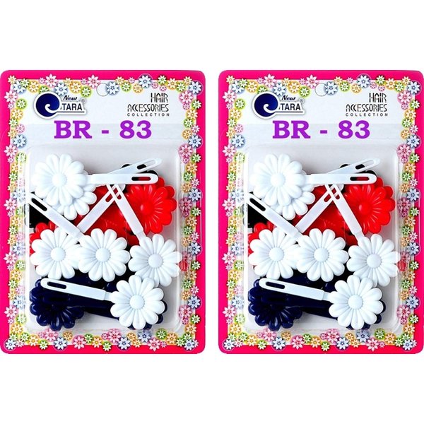 Tara Girls Self Hinge Plastic Bow Hair Barrettes Selection Pack Of 2 (BR83)