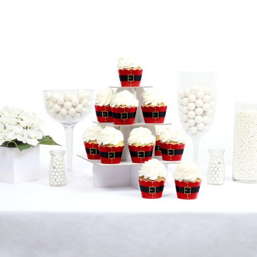 Big Dot of Happiness Jolly Santa Claus - Christmas Party Decorations - Party Cupcake Wrappers - Set of 12