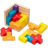 Zen Fun 3D Wooden Brain Teaser Puzzles for Kids - 20 and 40 pcs, L and T Shape Wooden Puzzle Cube, Desk Puzzle for Office Adult, 3D Block Puzzle Cubes, Wood Block Puzzle