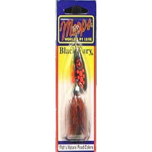 Mepp's Black Fury Dressed Treble Fishing Lure, 1/4-Ounce, Fluorescent Red Dot/Black Red Tail
