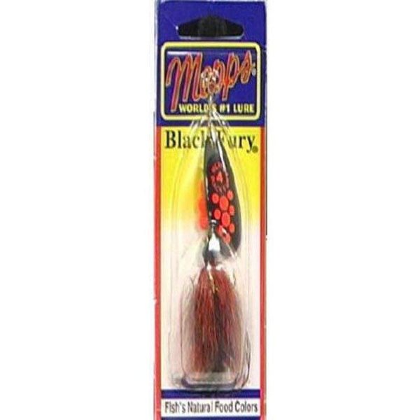 Mepp's Black Fury Dressed Treble Fishing Lure, 1/4-Ounce, Fluorescent Red Dot/Black Red Tail