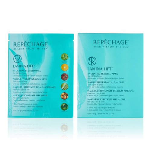 Repechage Lamina Lift Hydrating Seaweed Face Mask - Cotton Sheet Mask For All Skin Types - 5 Pack