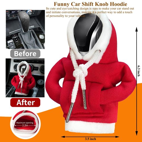Rakizbe Car Shift Knob Hoodie, Funny Gear Shift Knob Cover, Universal Mini Hoodie for Car Shifter, Automotive Interior Novelty Accessories Decorations