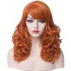 PATTNIUM Orange Wig Shoulder Length Curly Wig Orange Wig With Bangs Ginger Wig for Women and Girls Heat Resistant Synthetic Cosplay Costume Wig (Orange)