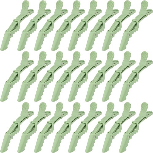 Ondder 24 Pack Alligator Hair Clips for Styling Sectioning, Green Salon Pro Hair Clips for Barber Clips for Hair Coloring, Cutting, Sectioning Big Gator Cutting Hair Clips Salon Alligator Clips for Hair, Hair Styling Clips Accessories for Women Men Girls 
