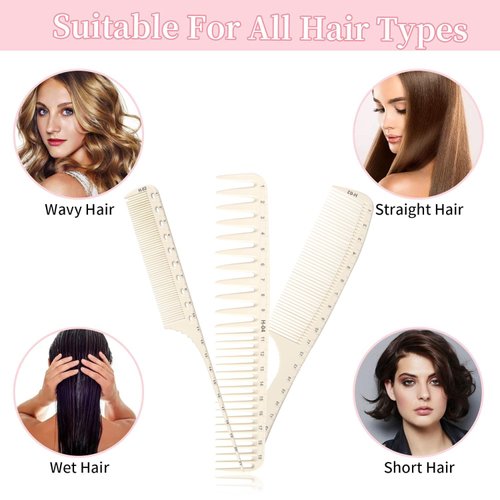 MengduxdImportedDouble-Sided With Graduated Comb 3Piece set, Including Rat-tail Comb, WideTooth Comb, And FineTooth And WideTooth Double Comb, Men's and Women's Hair Combs