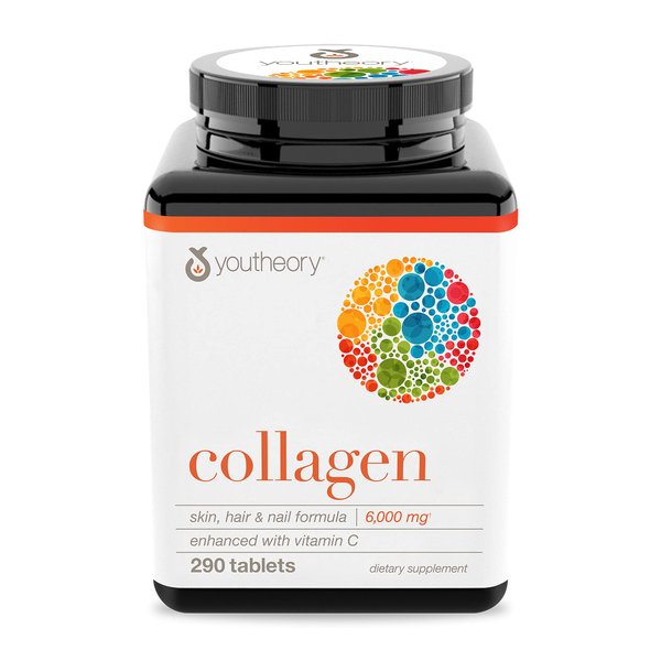 Youtheory Advanced Collagen - 6,000 mg Collagen - with Vitamin C - for Hair, Skin & Nails* - Collagen Supplements for Women and Men - 290 Tablets