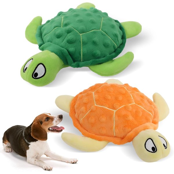 Adpartner Dog Squeaky Toys Turtle, Stuffed Crinkle Plush Dog Toys for Puppy Teething, Interactive Dog Chew Toys for Small Medium Dogs to Keep Them Busy, 2 Pack