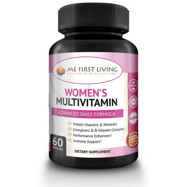 Me First Living Women's Daily Multivitamin/Multimineral with Vitamins and Minerals, Green Tea, Magnesium, Biotin, Zinc, Calcium, Antioxidant for Women, Heart & Breast Health - 60 Multivitamins