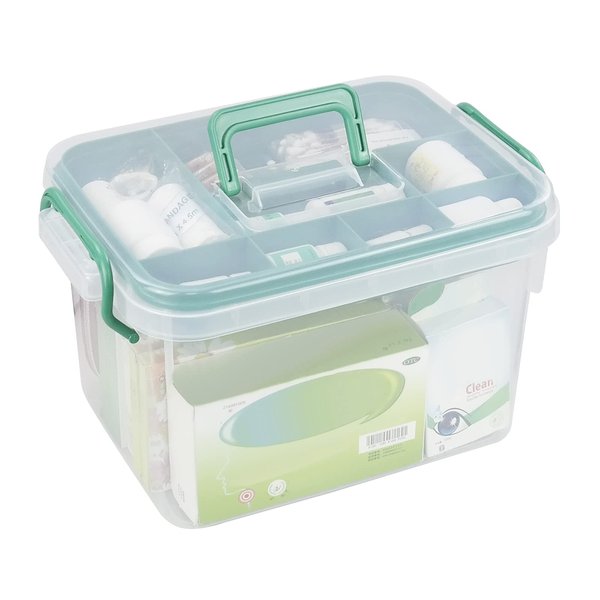 Lesbin Clear First Aid Box Organizer with Compartments, Plastic Family Medical Supplies Storage Box