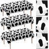 Cow Print Tablecloth (Pack of 3) 54 x 72 Inch Tablecloths for Farm Animal Themed Parties, Birthday Party Supplies and Picnic Table Covers, (Black and White)