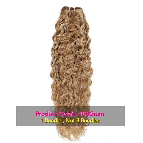 FASHION LINE Brazilian P27/613 Water Wave Blonde Human Hair Extensions Unprocessed Human Hair Bundles Weft 1PC 100g Piano Color (18")