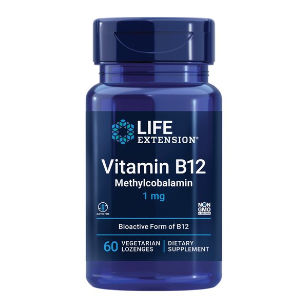Life Extension Vitamin B12 Methylcobalamin 1mg - Vitamin B supplement For Brain Health & Cognition – Vegetarian Lozenges Dissolve in Your Mouth -Gluten-Free, Non-GMO, Vegetarian – 60 Counts