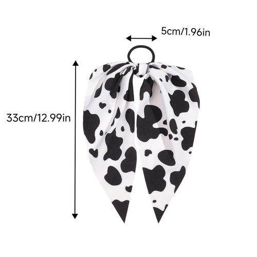 2pcs Cow Print Hair Band, Chic Milk Cow Ribbon Hair Ties Ropes Versatile and Comfortable Ponytail Holders for Women Girls