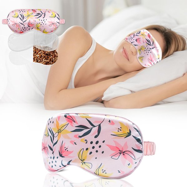 Cold Cooling Gel Eye Mask for Dark Circles, Migraines, Eye Surgery, Warm Compress for Eyes, Dry Dye Mask for Dry Eyes, Blepharitis & Stye Eye Treatment, 3-in-1 Warm Eye Compress(Pink)