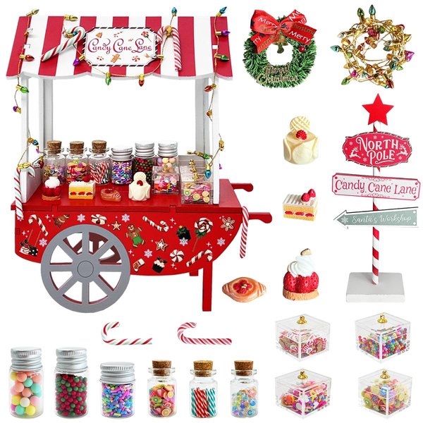 CAILESS Christmas Elf Accessories - 54Pcs Elf Doll Craft Kit Include Candy Cart, Sugar Accessories Xmas Elf Craft Accessories Gift for Kids